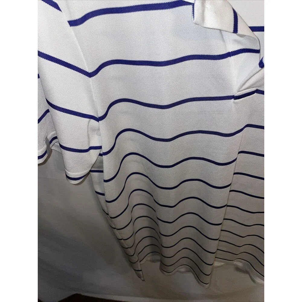 Ralph Lauren RLX Mens Golf Shirt Size Medium White Striped Short Sleeve Button